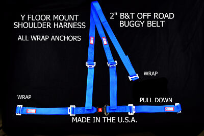 RJS RACING 2'' BUGGY OFF ROAD SEAT BELT 3 POINT B&T Y HARNESS BLUE VW SAND RAIL