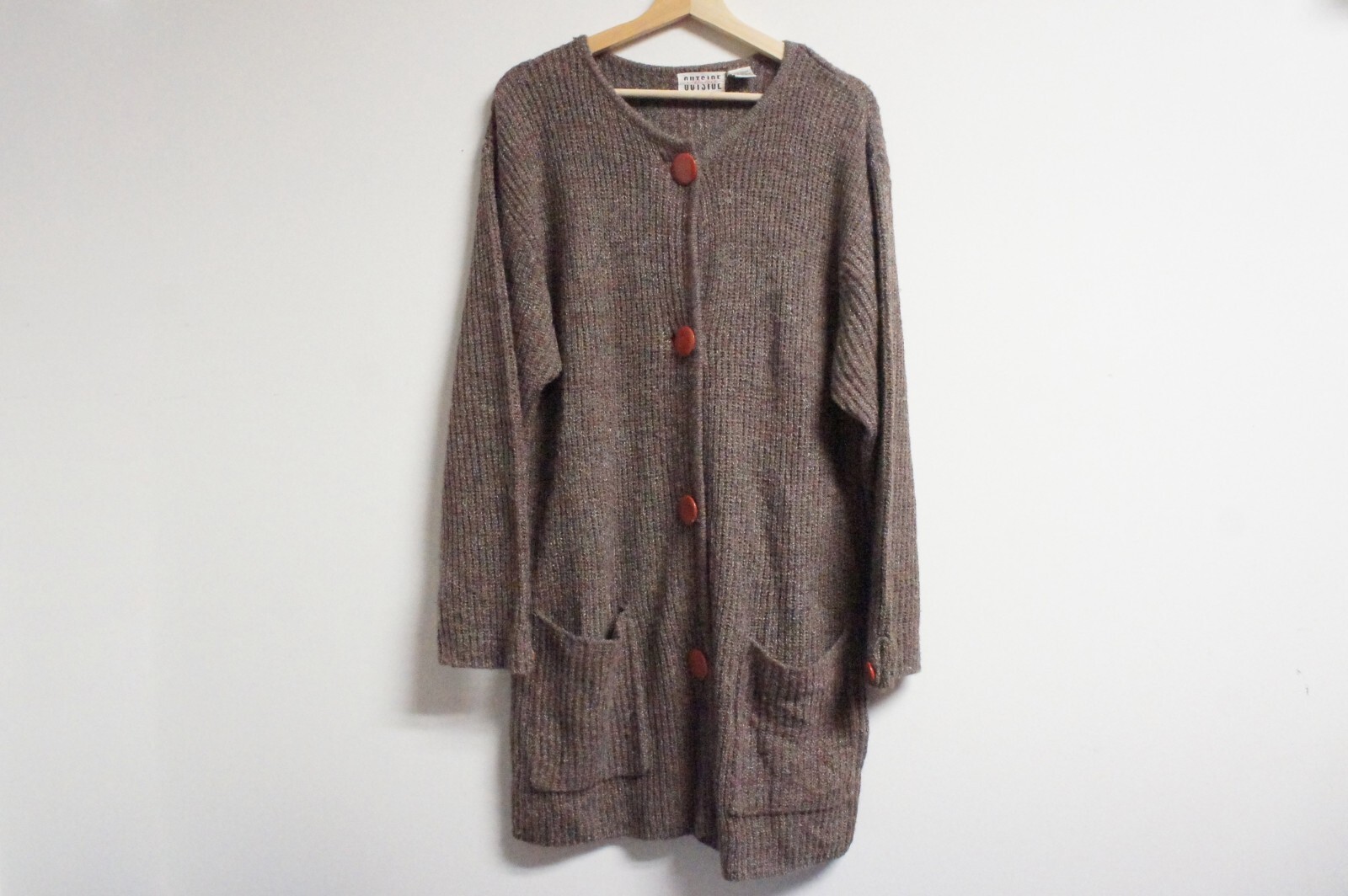 VTG 90s Brown Acrylic Long Cardigan Sweater Womens Size 1X VTG 90s Brown Acrylic Long Cardigan Sweater Womens Size 1X
