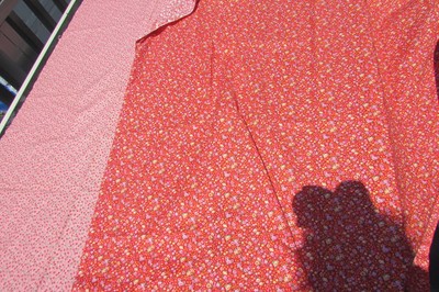 Strawberries Floral Cotton Fabric Lot 3 Yards Pinks Reds Gorgeous Vintage