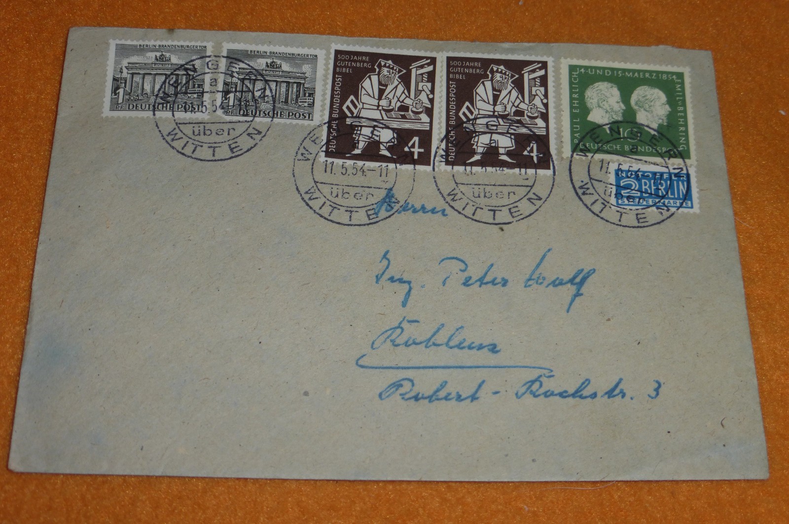 Bund +  Berlin Brief 1954 Notopfer Berlin Wengern ber Witten - Koblenz