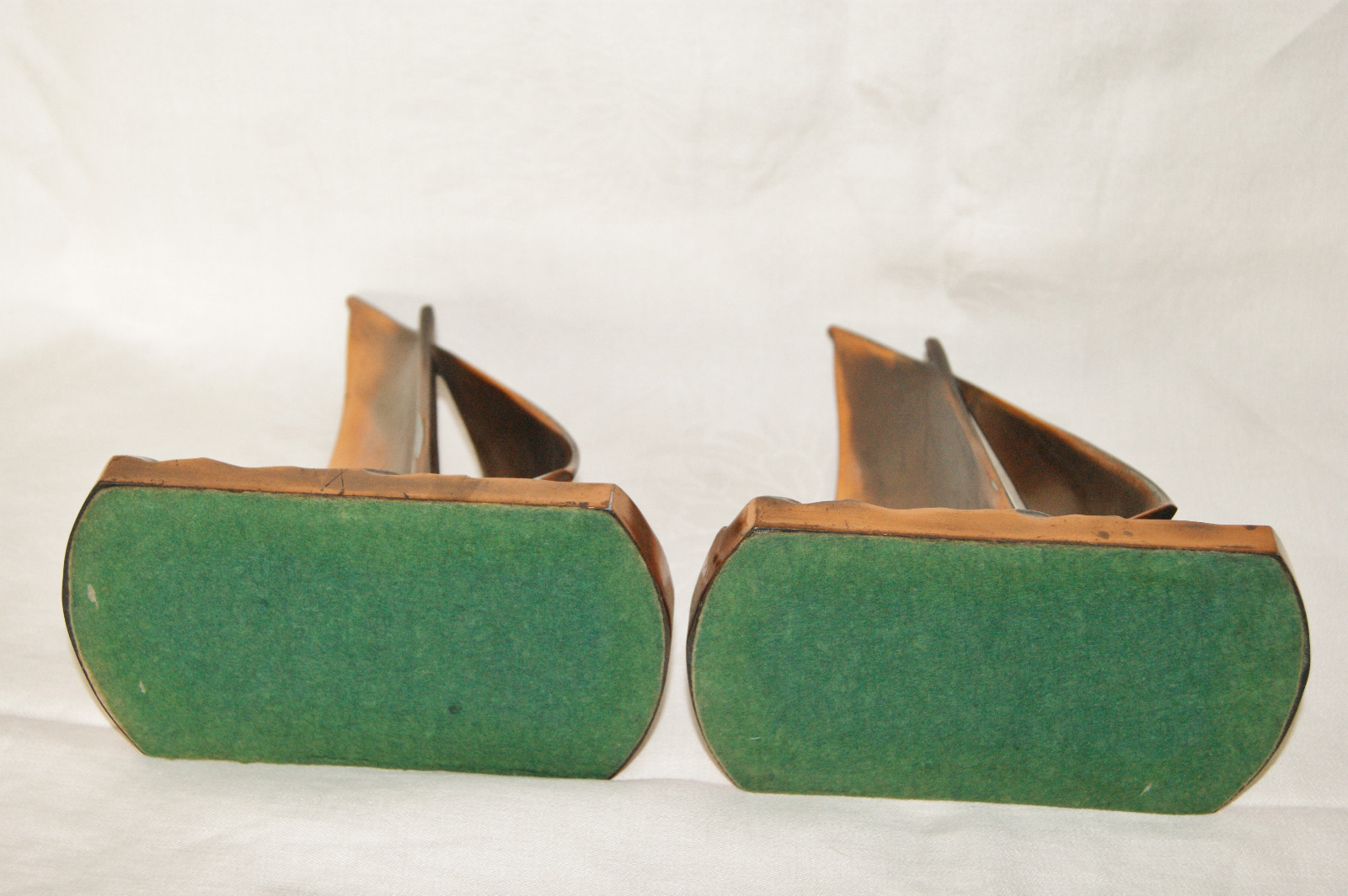 Vintage Book Ends - Nautical Sailboats on Waves - Brass Toned Cast Metal - Heavy