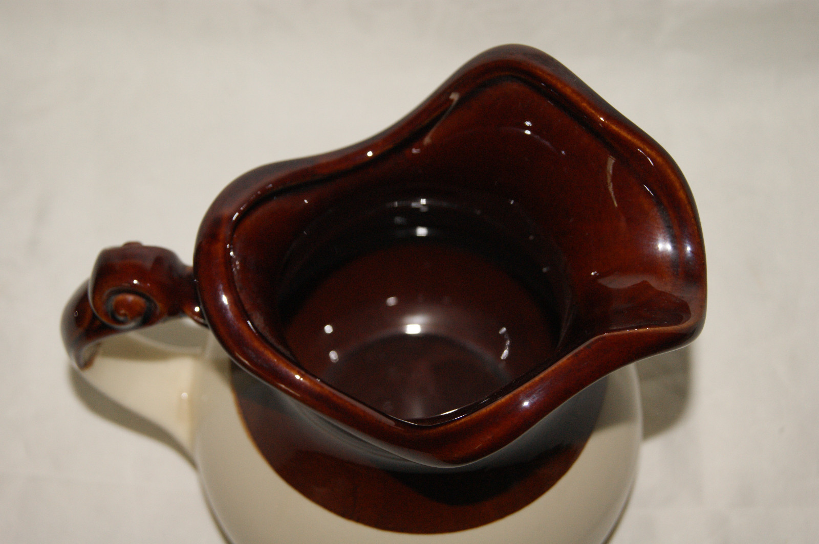 Mc Coy Art Pottery Pitcher - Beige & Brown - Fruit Design
