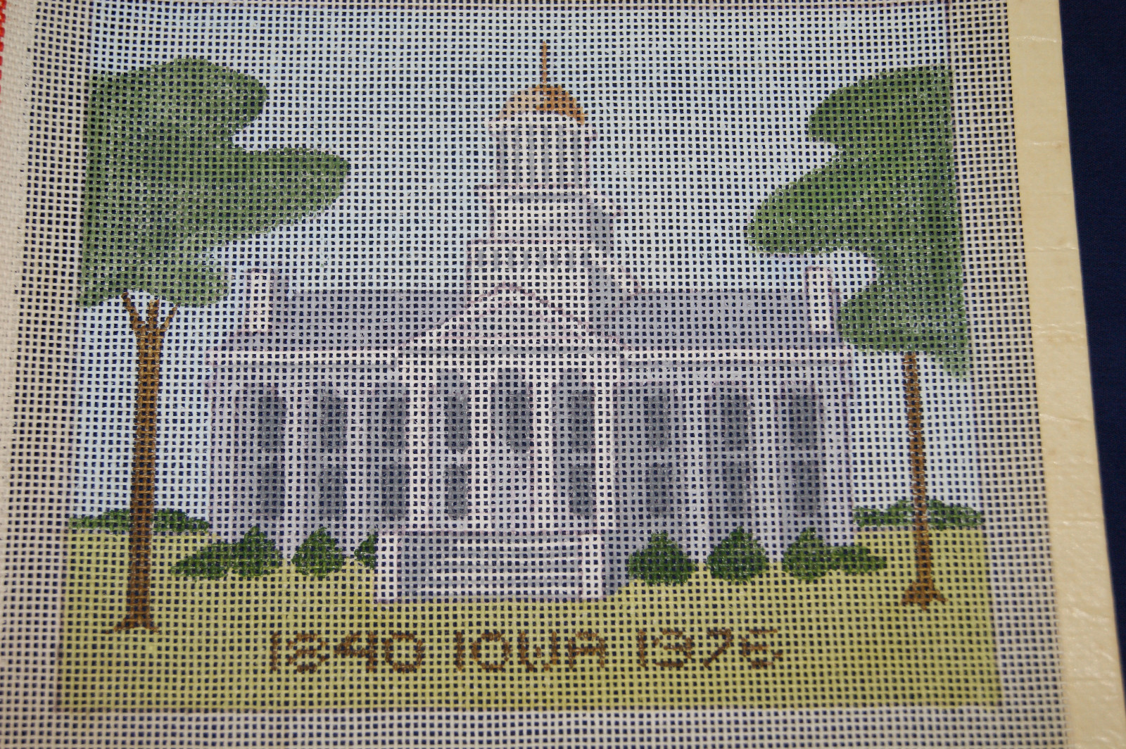 Handpainted Needlework Canvas - Iowa Old Capital Building 1976 - 10