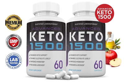 Advanced Keto 1500 Keto ACV Pills 1275MG New Improved Formula 2 Pack
