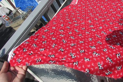 Fabric Cow Jumping Over Moon White On Red 2 yards Cotton Gorgeous Vintage