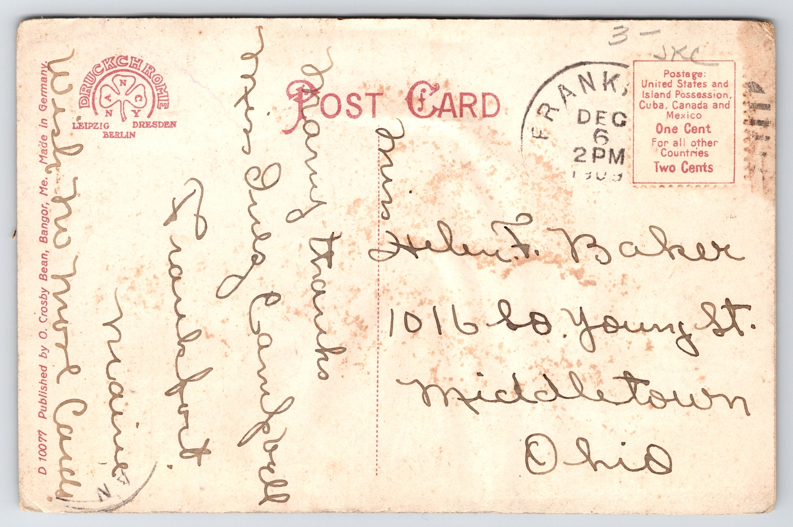 Bangor Maine~Haymarket Square~Horses Hitched To Wagons Piled High w/Hay~1909 PC
