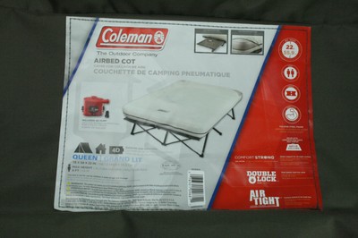 coleman airbed cot with side table