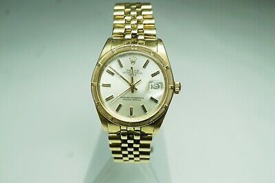 Vintage Mens Rolex Oyster Perpetual Date Ref 1501 34mm 14k Gold Automatic 1970s
