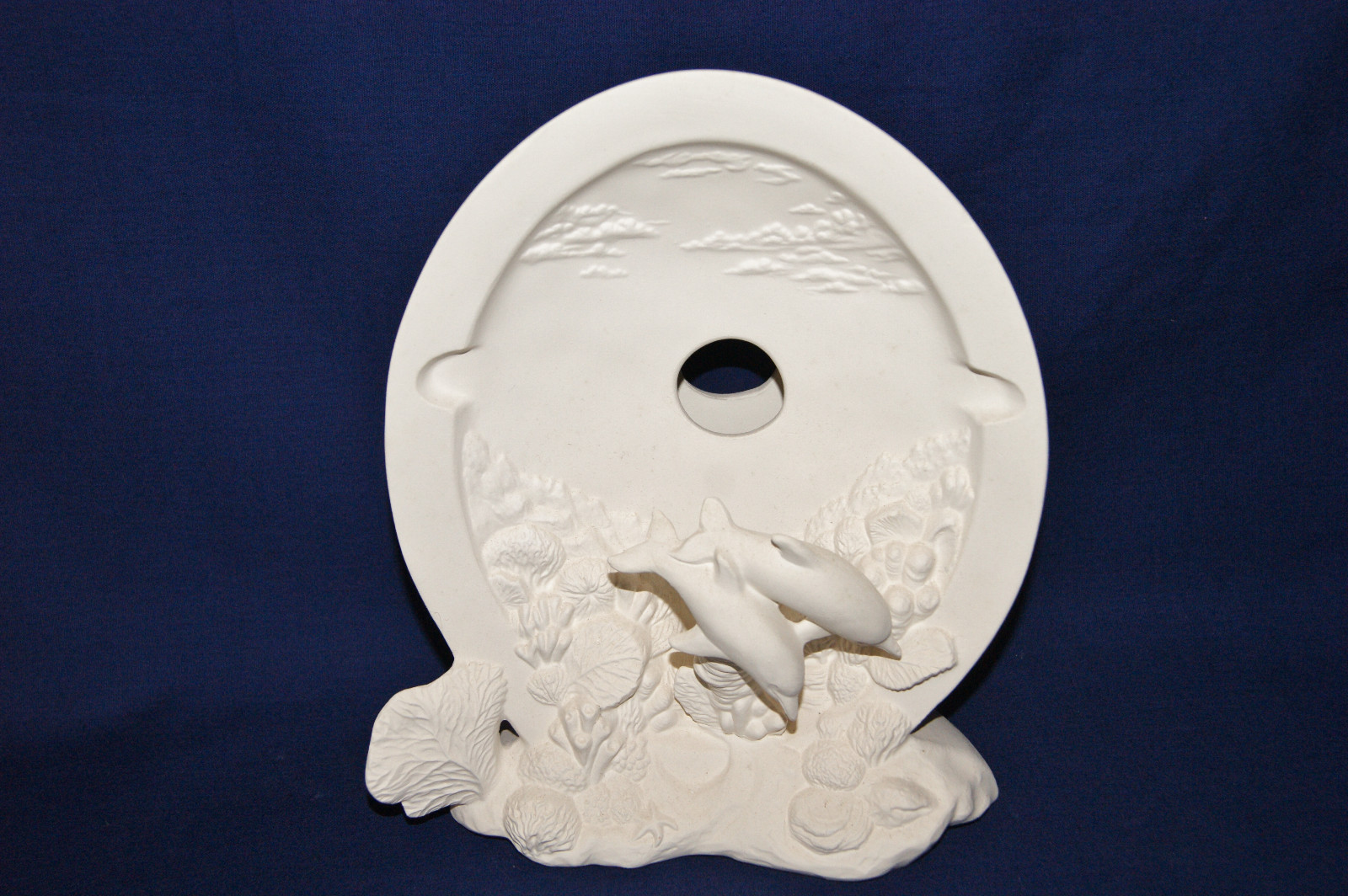 Vintage Ceramic Bisque - Ready to Paint - 2 Piece Lighted Dolphin Lamp Light