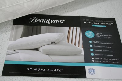 Beautyrest Microfiber Medium Firm 2in Gusset Feather Bed Pillows King 2 Pack