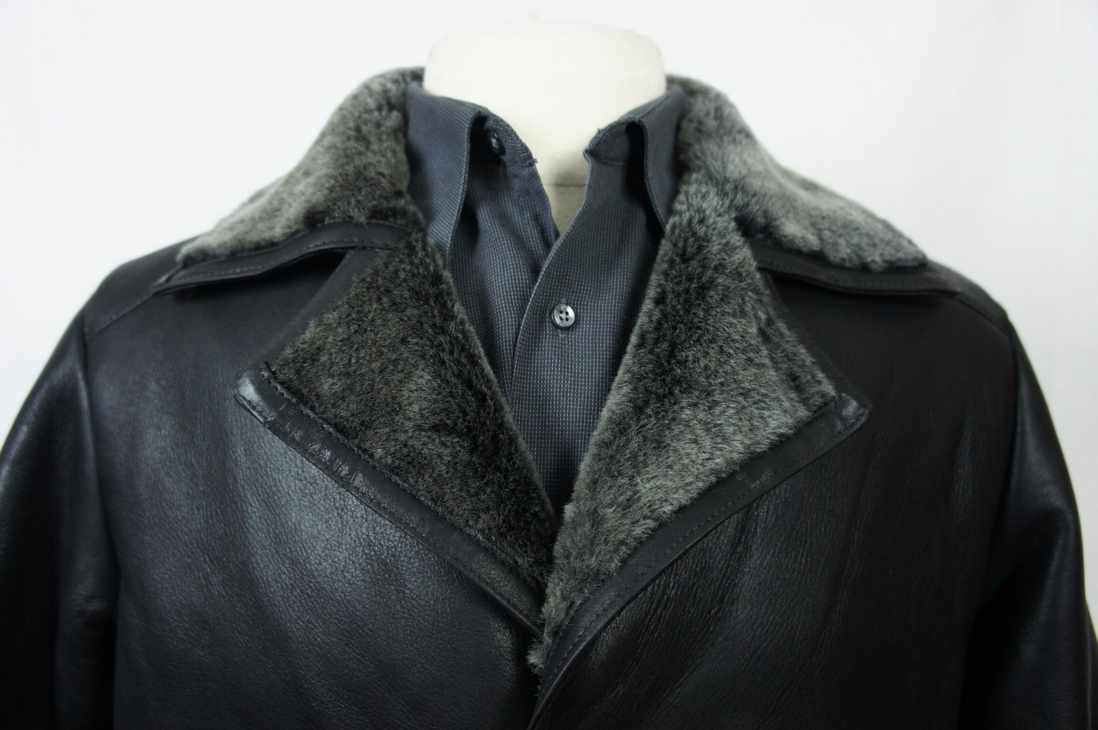 Pre-owned Victoria Men Real 100% Genuine Shearling Leather Sheepskin Coat Jacket Trench S-8xl In Black