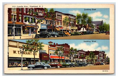 VTG 1940s PC LANDIS AVE VINELAND NJ  SIGNS CARS ~ Woolworth