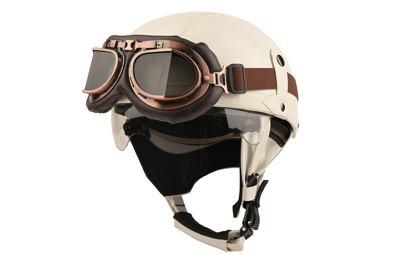 Vintage Leather Motorcycle Retro Half Helmet Scooter Bike