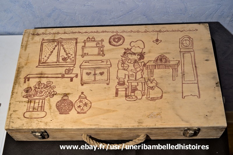 Boite En Bois Dessin / Peinture  Compartiment Vintage Type Valise, 48 X 28 Cm