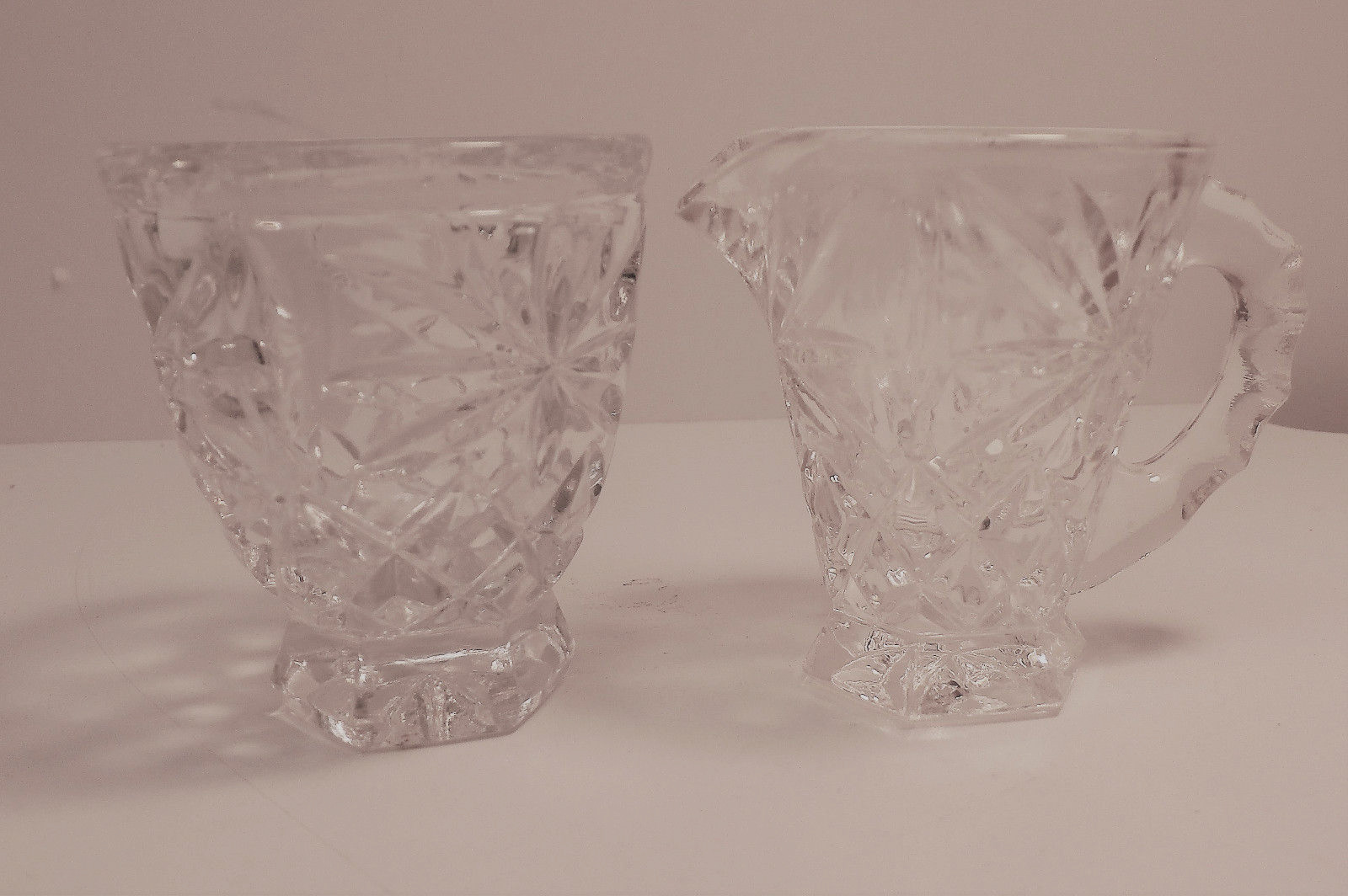 Vintage Pressed Glass Small Creamer and Sugar Set