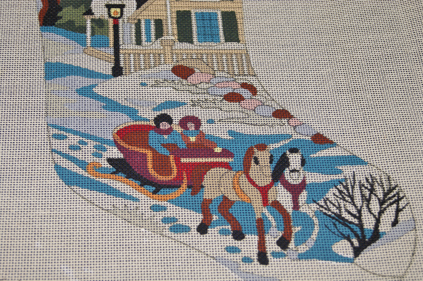 Handpainted Needlework Canvas by Pete Ashe - 1977 Christmas Stocking  18