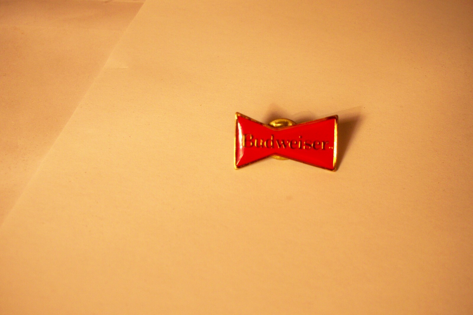 Vintage Budweiser Beer Lapel Pin Bow Tie Design