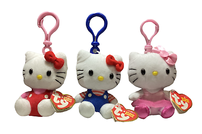 HELLO KITTY PORTACHIAVI IN PELUCHE PLUSH SANRIO TY ORIGINAL BEANIE