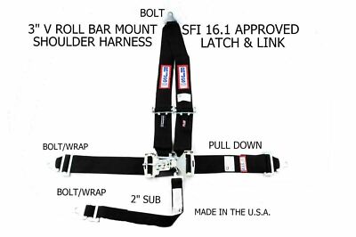 RJS RACING EQUIPMENT SFI 16.1 LATCH & LINK 5 POINT RACING HARNESS BLACK 1125701