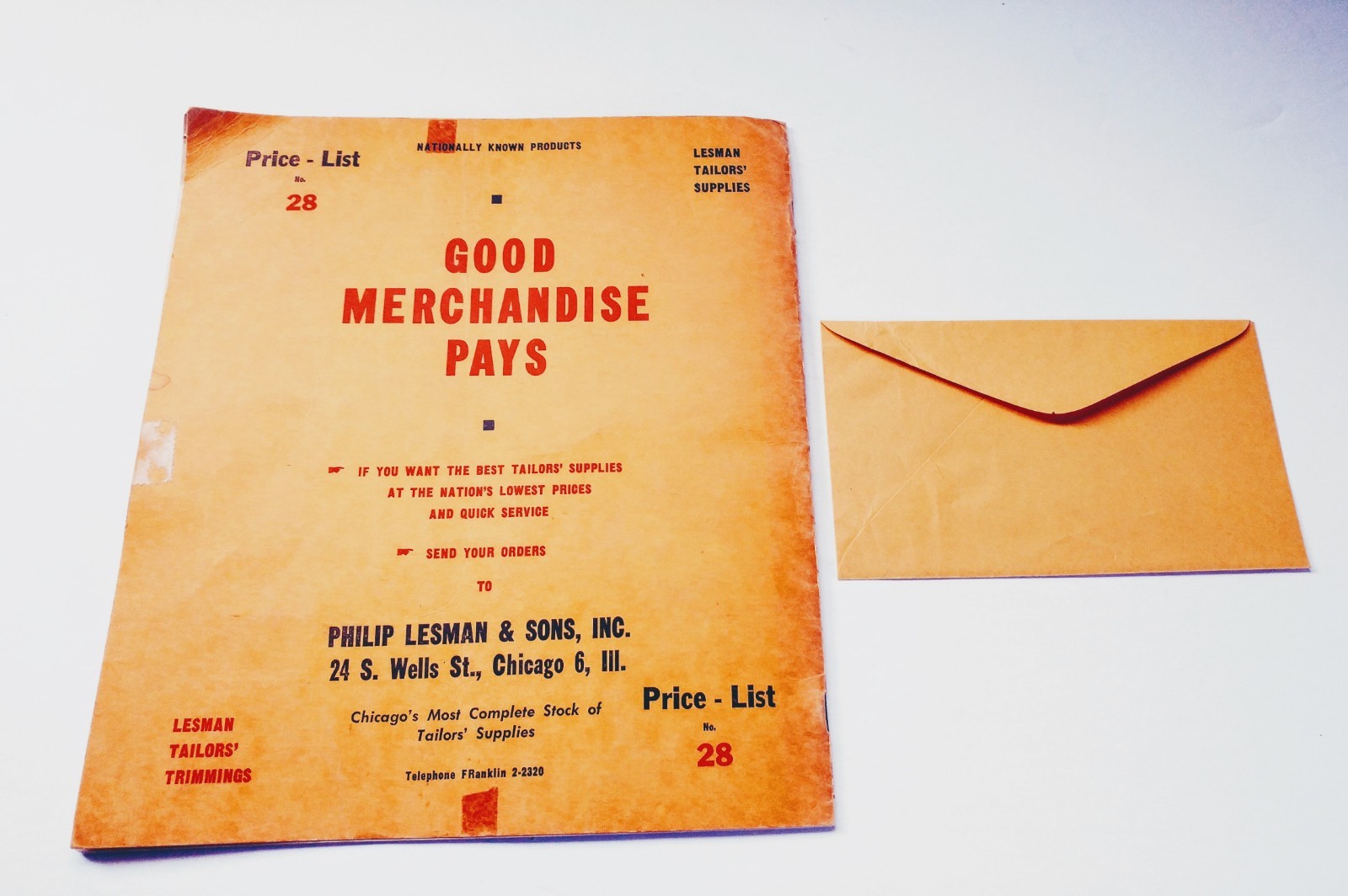 Vintage Philip Lesman and Sons Catalog of Tailor's Supplies - Chicago 1958/1959