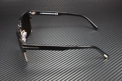 Pre-owned Tom Ford River Ft0367 01d Shiny Black Smoke Polarized 57 Mm Men's Sunglasses In Gray