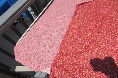 Strawberries Floral Cotton Fabric Lot 3 Yards Pinks Reds Gorgeous Vintage