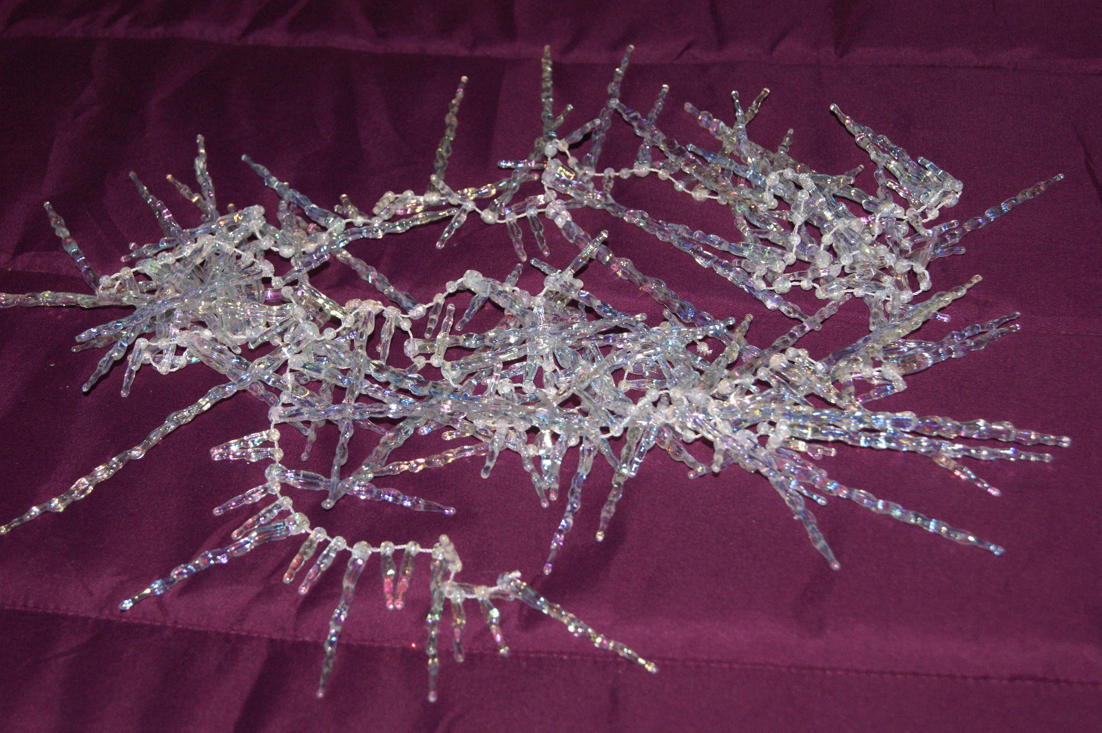Iridescent Icicle String Garland - 9 Ft Long x 5 3/4