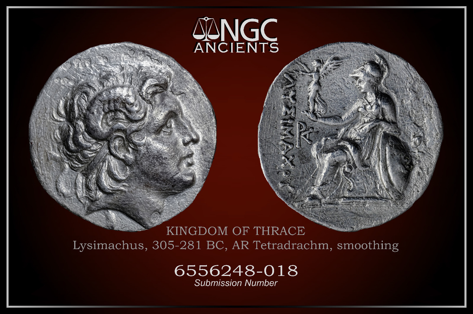 LYSIMACHUS ANCIENT GREEK COIN. NGC Ch VF. 305-281 BC. AR LYSIMACHUS ANCIENT GREEK COIN. NGC Ch VF. 305-281 BC. AR