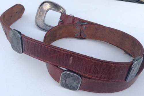 Brown Leather & Metal Belt Unbranded NoTags  38