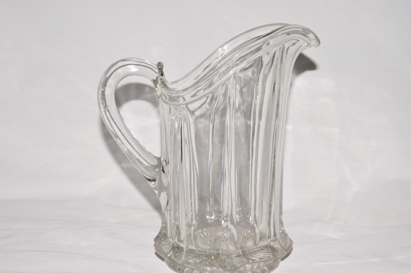 Vintage Heavy Glass Beverage Pitcher - Unique Elegant Shape