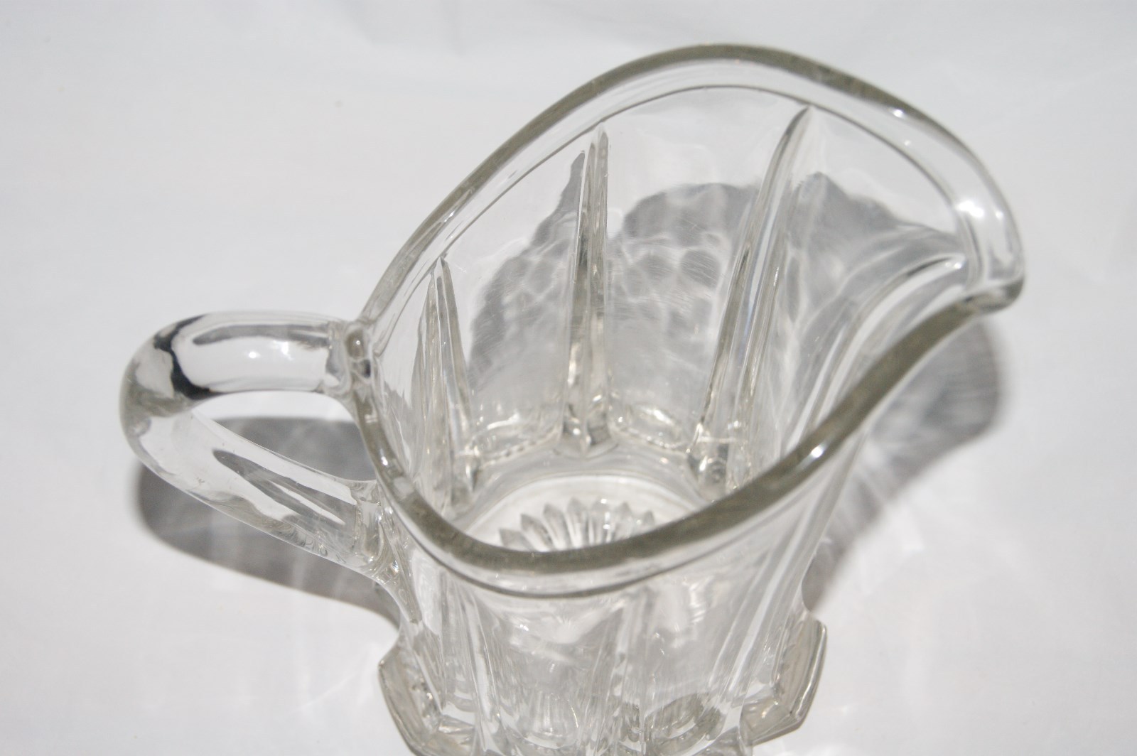 Vintage Heavy Glass Beverage Pitcher - Unique Elegant Shape