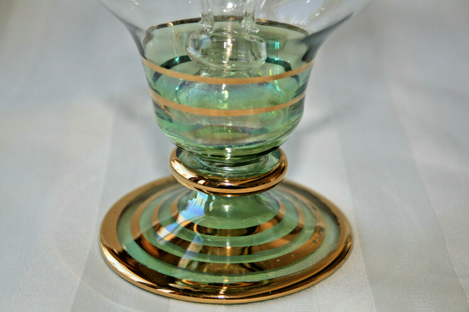 Egyptian Glass Perfume Bottle Handmade Gold Accent, Elephant Inside, 8 3/4