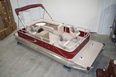 New 20 ft Rear entry bowfish pontoon boat with 25 hp and trailer.
