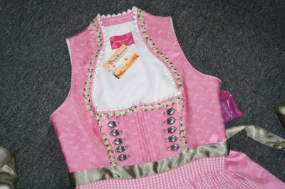 KRÜGER MADL KL4971 NEU DIRNDL + SCHÜRZE ROSA KRÜGER BALKONETT KELCHKRAGEN 38-40