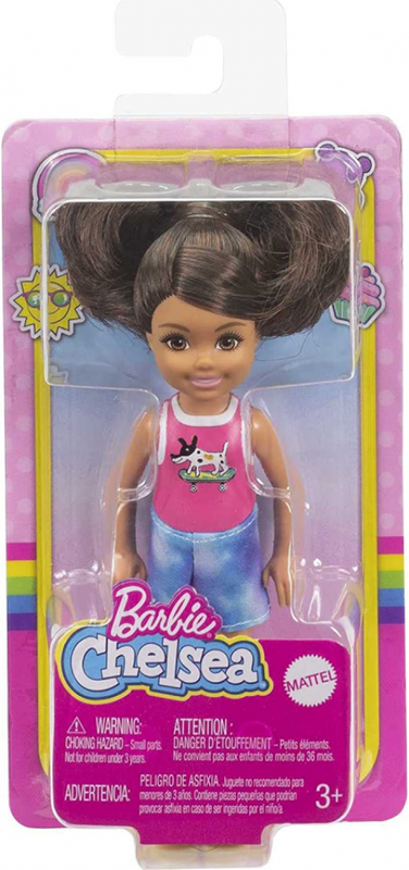 Barbie Chelsea Doll (6-inch Brunette) Wearing Sparkly Skirt, Molded...