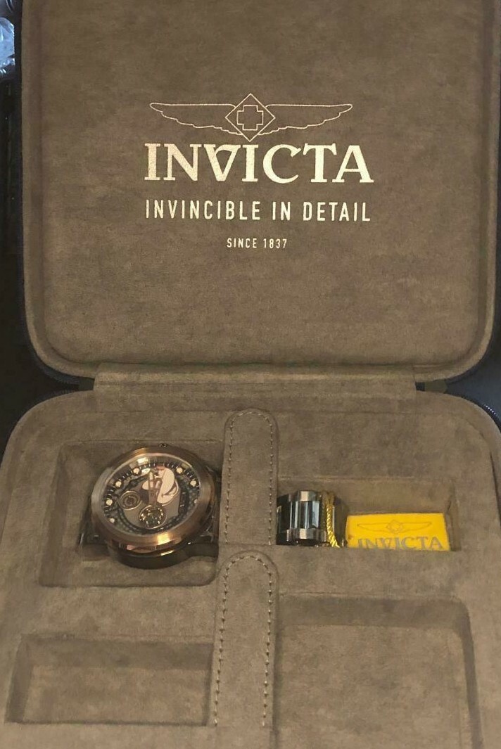Pre-owned Invicta Disney Mickey 22744 "open Heart" Silver/rose Auto 50mm Men's W/dive Case