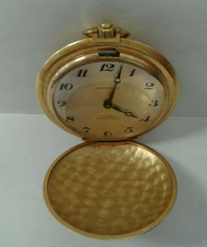 WAKMANN 17 JEWEL GOLD PLATED WIND UP POCKET WATCH