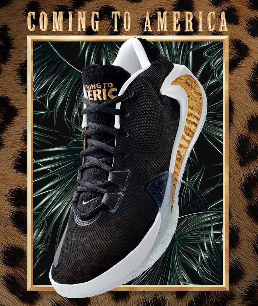 Pre-owned Nike Zoom Freak 1 Size 10.5 Coming To America Black Gold Animal Print Bq5422-900
