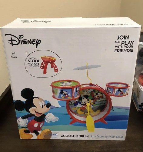 Disney Mickey Mouse Acoustic Drum Jazz Set with  Stool .