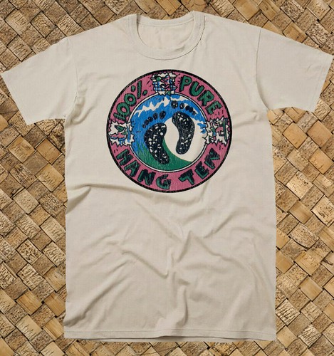 Retro Surf T Shirt 100% Cotton Vtg Art 100% Pure Hang Ten Surfer Surfing