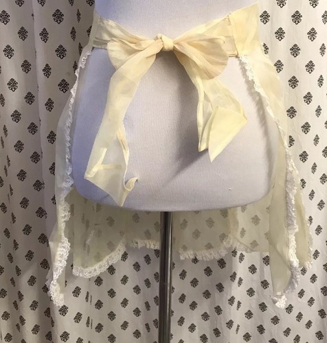 Vintage Sheer Yellow Lace Apron w/Pocket
