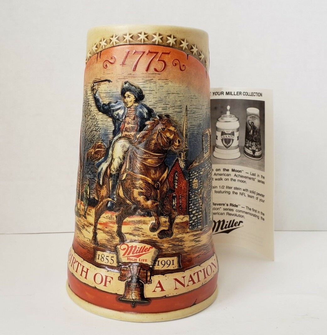 Miller Stein High Life Birth of a Nation Beer Mug  Tankard 1775 1st Series 1991