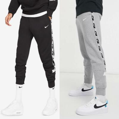 Nike Mens Fleece Joggers Repeat Logo Tape Sports Track Pants