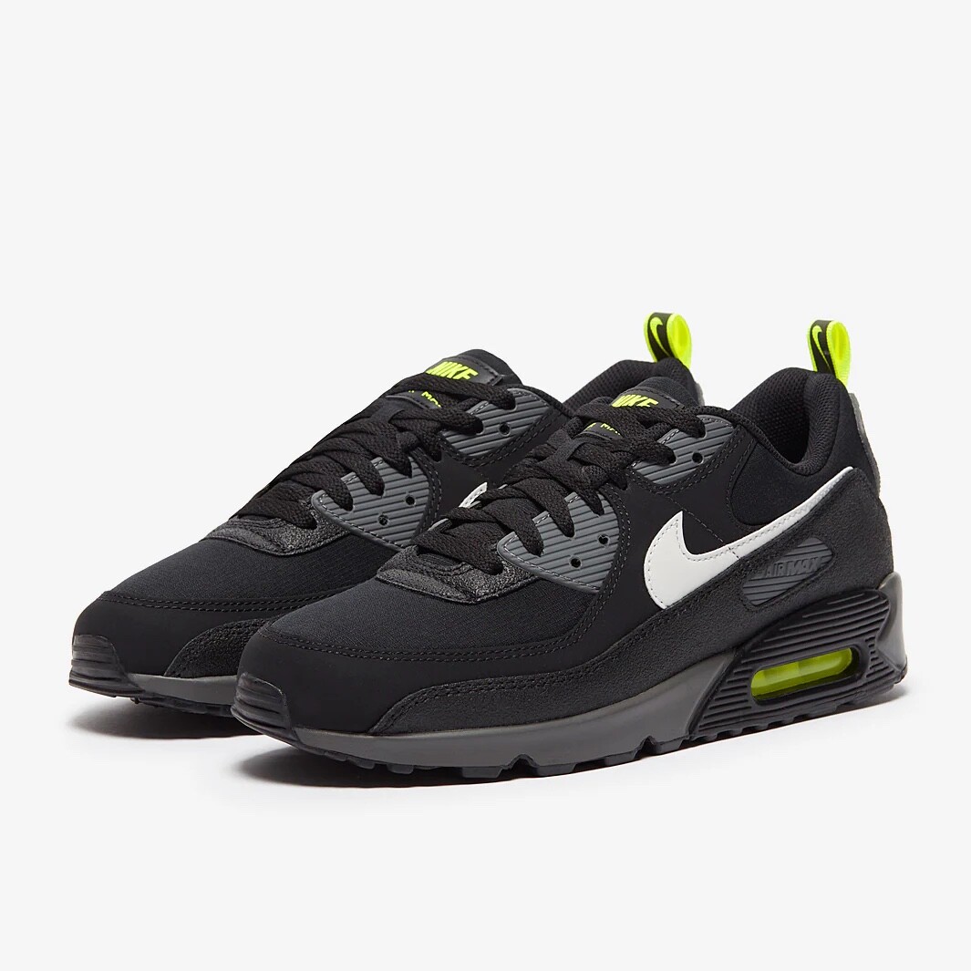 Mens Nike Air Max 90 Trainers DZ4495 001 Black/Volt Green