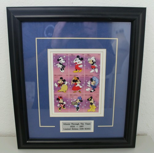 RARE Disney Framed Minnie Through the Years Stamp Set 1928
