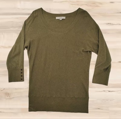 Ann Taylor Loft Grüner Leichter Pullover Mit U-Ausschnitt Damen Größe Klein 