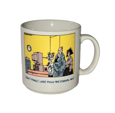 Vintage Computerworld Coffee Mug Don't Panic! Just Push The Escape Key Humor
