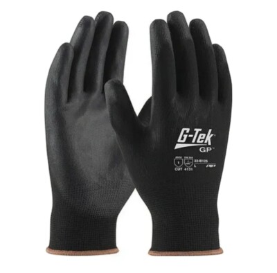 12 Pairs PIP G-Tek 33-B125/XXL GP Nylon Gloves Polyurethane Grip XXL Black New