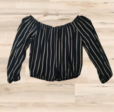 Brandy Melville Blau Gestreift Von den Schultern Ernte Spitze Damen Größe Klein
