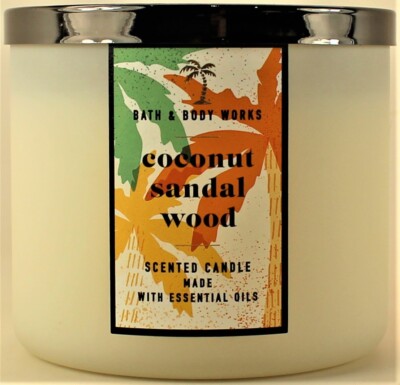 Bath & Body Works COCONUT SANDALWOOD 3 Wick 14.5 Oz Scented Scented Candle